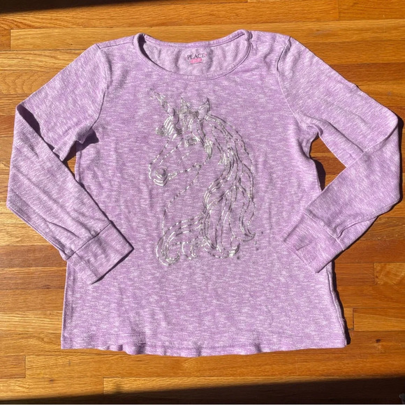 4/$25 The Children’s Place Purple Unicorn Long Sleeve Top Size 16 XXL - Picture 1 of 9